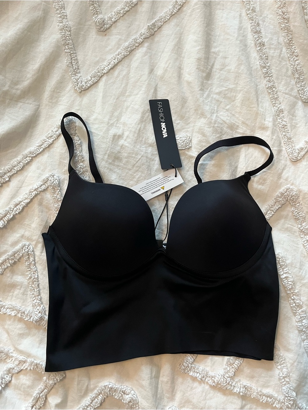 Fashion Nova Black Longline Padded Tank Top